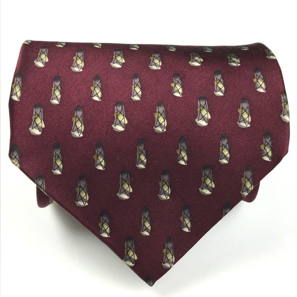 JERRY J GARCIA1996 Men's Silk Necktie Lady with Argyle Socks #14 Burgundy Tie - Picture 4 of 11